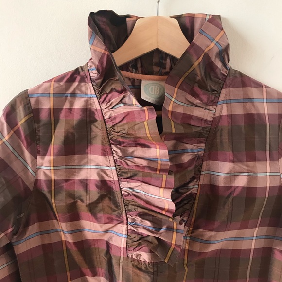 Devon Baer tartan ruffle neck blouse - Picture 3 of 11